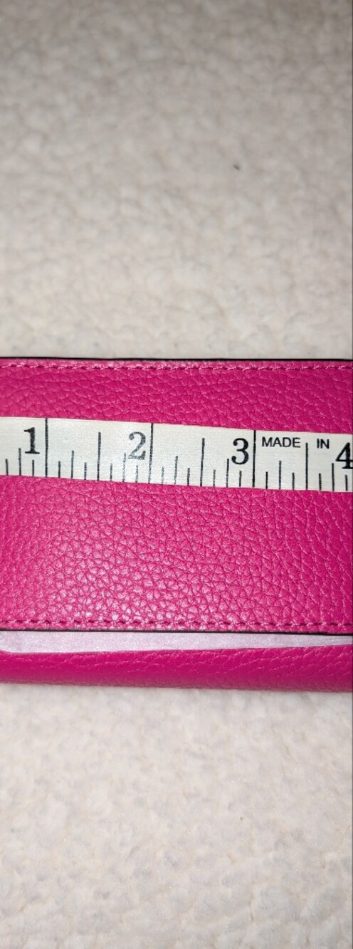 MICHAEL Michael Kors Carson Small Flat Leather Snap Wallet Dragonfruit Pink NWT - Picture 3 of 5